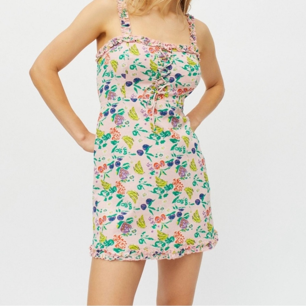 New with tags pink Urban Outfitters Robin lace up mini dress size Small